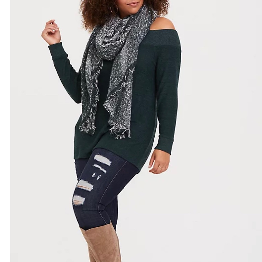 Torrid 5x Off-Shoulder Dark Green Sweater